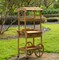Large Wooden Display Rolling Table with Drawers and Wheels 3 Tier for Display, Modern Wood Wagon with Shelves for Food and More